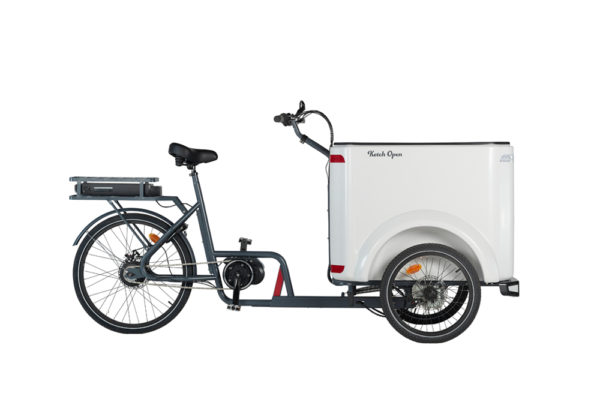 Vélo cargo triporteur à assistance électrique, caisson ABS, Ketch Open Enviolo