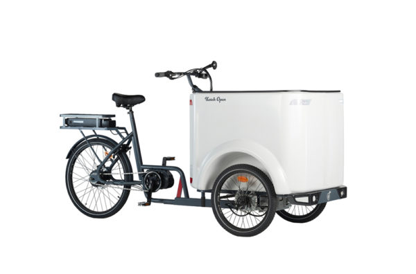 Vélo cargo triporteur à assistance électrique, caisson ABS, Ketch Open Enviolo