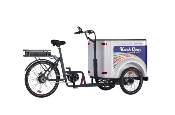 Vélo cargo triporteur à assistance électrique, caisson ABS, Ketch Open Enviolo